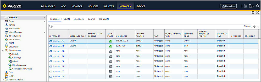 Screenshot of Palo Alto, Basic Settings 1